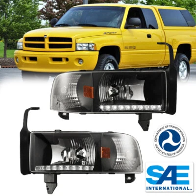 2 Piezas Faros LED DRL Negro Transparente para Dodge Ram 1500 2500 3500 94-02 Foto 1 de 4