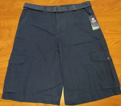 NOVO SHORTS CARGO CHAPS BOYS AZUL MARINHO FRANCÊS COM CINTO TAMANHO 10 16 18 - Imagem 1 de 2
