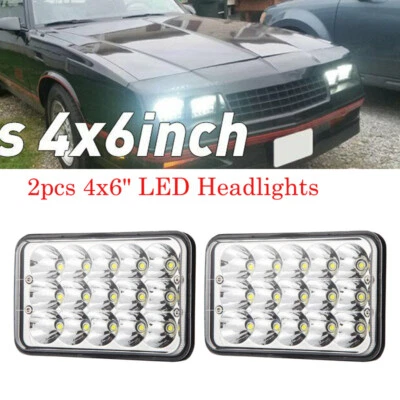 Kit de faros LED Hi Lo cromados de 4x6" de 2 piezas aptos para Chevy EI Camino Camaro Foto 1 de 4