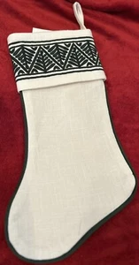 NWT Christmas Stocking White with dark green Christmas tree pattern 20" - Foto 1 di 2