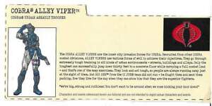 2002 Cobra Alley Viper v.5 CARTE FICHIER #2 carte fichier bio moderne GI Joe JTC T