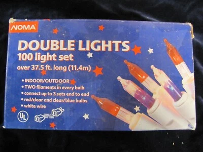 100 mini luzes de corda vermelhas brancas e azuis 4 de julho cordas indoor outdoor - Imagem 1 de 3