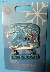 Disney Parks Santa Stitch Surfing Aloha Kalikimaka Dangle Pin LE New - Picture 1 of 1