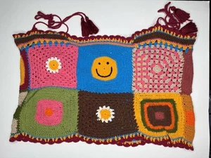 Plus Size Earthbound XXL Crochet Cotton Granny Square Crop Boho Festival Top - Picture 1 of 11