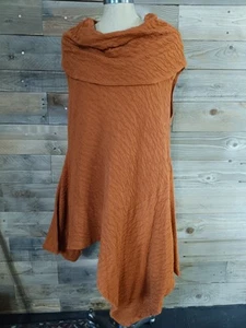 Vestido túnica Bryn Walker vintage cuello capucha asimétrico de gran tamaño óxido Lagenlook - Imagen 1 de 16