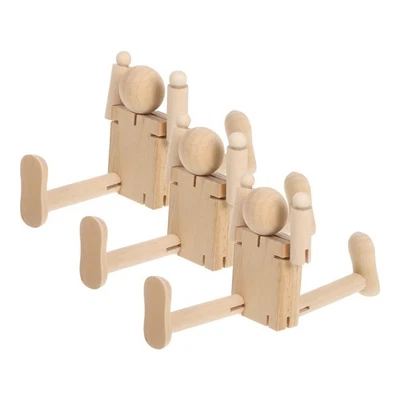  3er-Set Holz-Posierfiguren – Gelenkige Künstlerpuppen zum Zeichnen – - Bild 1 von 4