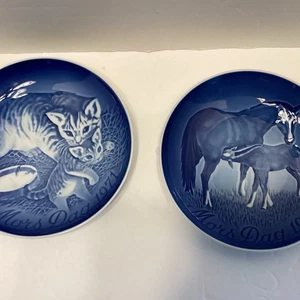 2 MOTHER’S DAY 1971 & 1972 Plates Mors Dag Bing & Grondahl Horses, Cats Denmark - Picture 1 of 11
