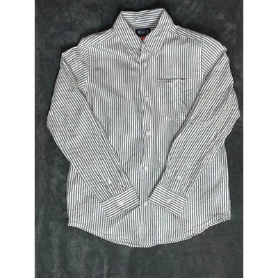 Camisa masculina infantil listrada preta e branca manga longa botão para baixo 10 - Imagem 1 de 4