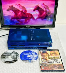 PlayStation PS2 SCPH-37000 Ocean Blue FAT CONSOLE w/3Games Working Clean Japan - Picture 1 of 13