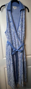 Diane von Furstenberg Wickelkleid XL Viskose blau Midi Strick Zebramuster Target - Bild 1 von 8