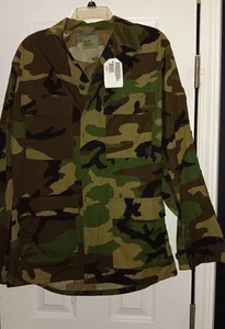 Army BDU Coat Mens Small Long Hot Weather Woodland Camouflage Combat Green Brown - Picture 1 of 7