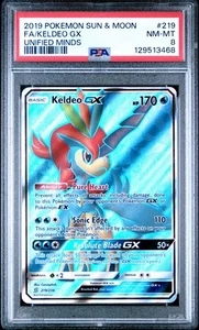 2019 POKEMON UNIFIED MINDS KELDEO GX #219 PSA 8 NM #129513468 - Picture 1 of 2
