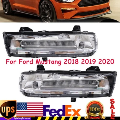 1Pair Front Bumper Fog Lights For Ford Mustang LED Turn Signal Lamp Sets 2018-20 - Image 1 of 4