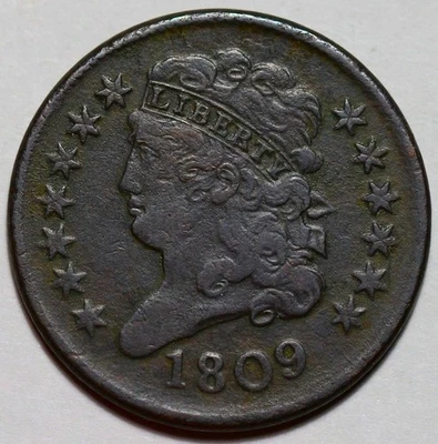 1809 Classic Head Half Cent - Scratch/Corrosion - US 1c Copper Coin - Image 1 of 4
