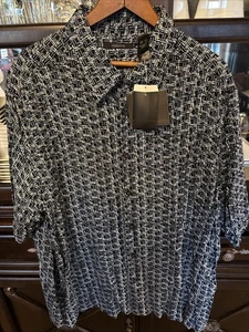NUEVO CON ETIQUETAS Camisa Claiborne Para Hombre Abotonada XXL Manga Corta Lunares Azules - Imagen 1 de 5