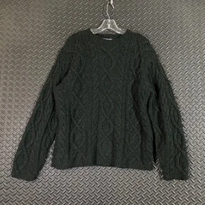Suéter de cuello redondo tejido con cable verde lana Lands' End niños talla M (10-12) - Imagen 1 de 8