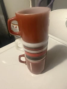 VINTAGE FIRE KING STACKABLE MUGS - Picture 1 of 4
