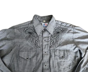 Vtg Miller Western Wear Shirt Mens 17/35 Pearl Snap Yoked Rockabilly USA Made  - Picture 1 of 18