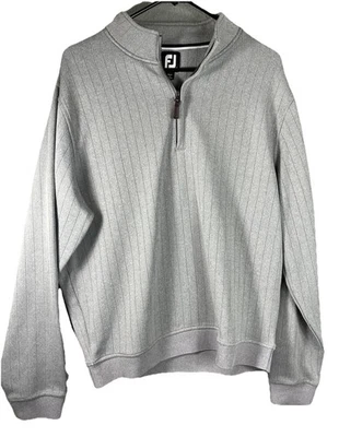 FJ FootJoy Drop Needle 1/2 Zip Ribbed Sweater Mens L Gray Performance Golf Logo - Image 1 of 4