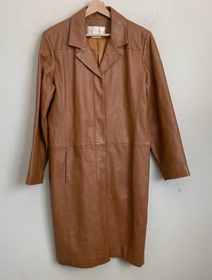Пальто Margaret Godfrey карамель кожа пуговицы с воротником карманы вентиляционная подкладка размер 10 - Изображение 1 из 4