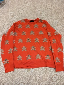 Ladies Christmas Gingerbread Red Jumper Size 10 Topshop Crew Neck Long Sleeve - Picture 1 of 5