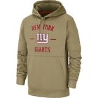 2020 Men's New York Giants  Khaki Salute Service Sideline Therma Pullover Hoodie