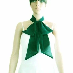 Dark Green Neck Scarf. Tiny Scarf. Bow Tie Scarf. Chiffon Scarf. Handmade Scarf. - Picture 1 of 4