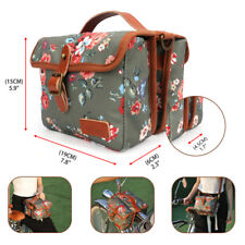 Tourbon Canvas Bicycle Double Panniers Front Tube Frame Pouch Cycling Bag Flower