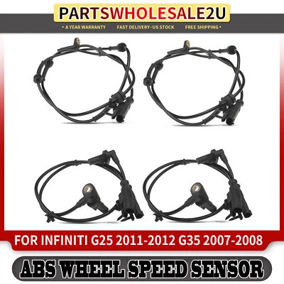 4x Sensor de velocidad de rueda ABS delantero y trasero para Infiniti G25 2011-2012 G35 07-08 G37 Foto 1 de 4