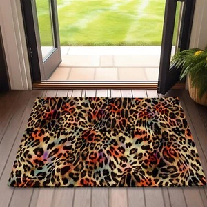Leopard Door Mats Outdoor Entrance,Abstract African Animal Print Doormat 17 X... - Picture 1 of 7