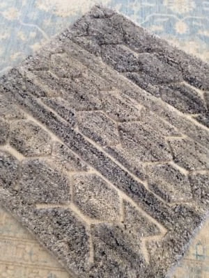 Beni Ourain Moroccan Area Rug hand knotted Rug Beige brown Knotted 2' X 2' - Image 1 of 4