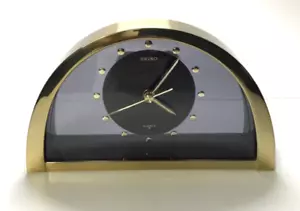 SEIKO #QQZ137G HALF MOON GOLD COLOR MANTLE CLOCK - SEIKO QUARTZ JAPAN - Picture 1 of 5