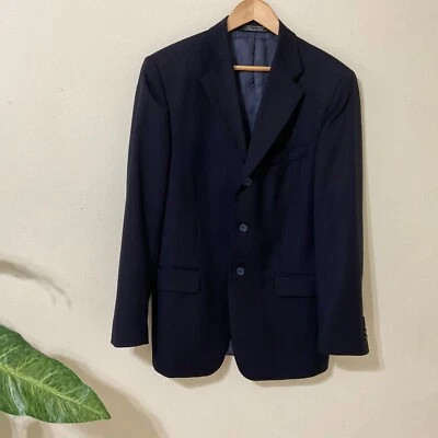 Blazer Hombre BACHRACH 42R Azul Marino 3 Botones Lana Hecho en Italia Doble Ventilación Foto 1 de 4