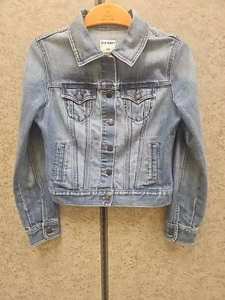 Giacca jeans denim vecchio navy donna piccolo lavaggio scuro invecchiato camionista retrò - Foto 1 di 12