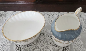 VINTAGE Aynsley Bone China Marjorie Swirl Creamer and Sugar Bowl #8309, England - Picture 1 of 8