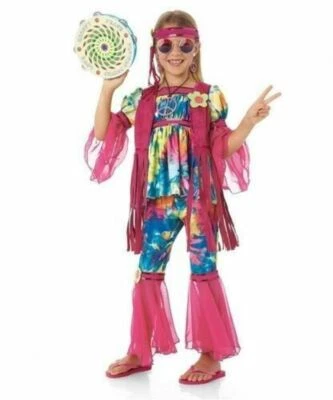 Chasing Fireflies Wishcraft 3-pc HIPPIE CHICK 70's Tie Dye Halloween Girls Sz 8 - Image 1 of 4