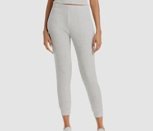 $146 Monrow Women's Gray Ribbed Pull On Jogger Pants Size Medium - Picture 1 of 1