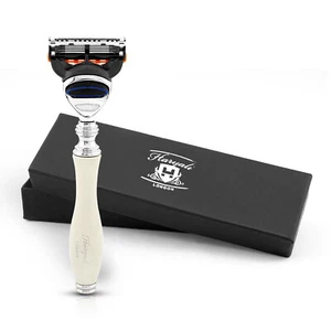 Maquinilla de afeitar ergonómica de 5 bordes para hombre, maquinilla de afeitar minimalista para mujer, maquinilla de afeitar facial corporal, marfil - Imagen 1 de 9