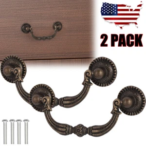 2 pezzi pomello maniglia armadio bronzo antico cassetto cauzione goccia vintage 3" - Foto 1 di 9