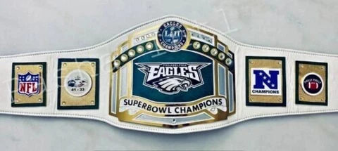 Super Bowl Philadelphia Eagles Championship Leather Belt Adult Size Cover