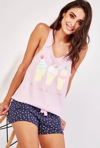 Nuevo conjunto de pantalones cortos y pijamas Ex Primark para dama talla XS S M L XL - Imagen 1 de 4