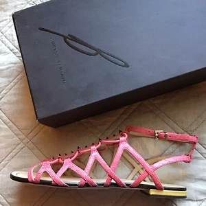 B Brian Atwood Augustina Pink Sandal Open Toe Sz 6 - Picture 1 of 12