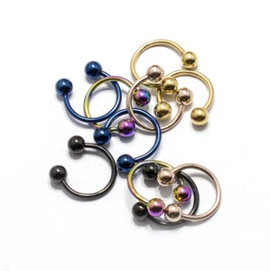 10 Pack Circular Horseshoe Barbell Septum Anodized Surgical Steel 16G Lip - Picture 1 of 1