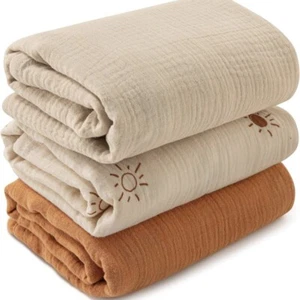 100% Cotton Muslin Swaddle Receiving Blankets for Newborn 3 Pack Large 38" x 40" - Picture 1 of 4