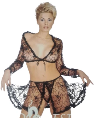 Ladies Sexy Floral Lace Top And G-String Set - Image 1 of 2