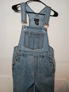 Vtg 90s No Boundaries Bib Overalls Women Juniors Sz 3/5 Blue Stretch Denim Baggy - Picture 1 of 13