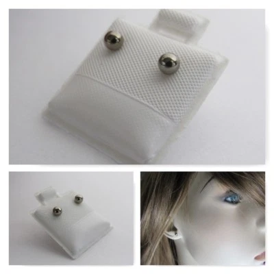 Lote de 12 pares de pendientes de bola redondos de titanio de 3,5 mm en cajas de regalo para reventa Foto 1 de 3