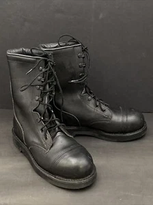 Vintage Addison Shoe Company Combat Steel Toe Biltrite Black Boots 6W ANSI Z41 - Bild 1 von 10