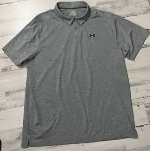 Under Armour Polo Mens HeatGear Med Gray Short Sleeve With Pattern See 2nd Pic - Picture 1 of 6