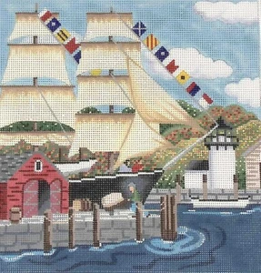 Needlepoint Handpainted CBK Clipper Ship 11x11 - Picture 1 of 1